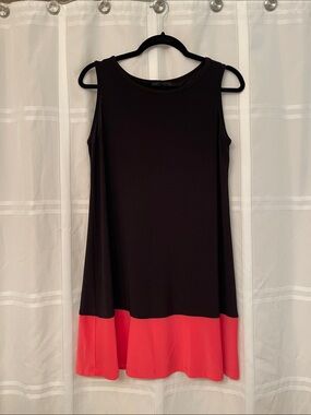 Ronni Nicole Black Mini Dress with Coral Hem
